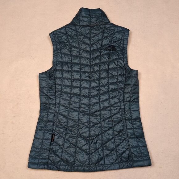 The North Face Womens XS Thermoball Teal Blue Puffer Vest Pockets Eco Insulated - Picture 6 of 14